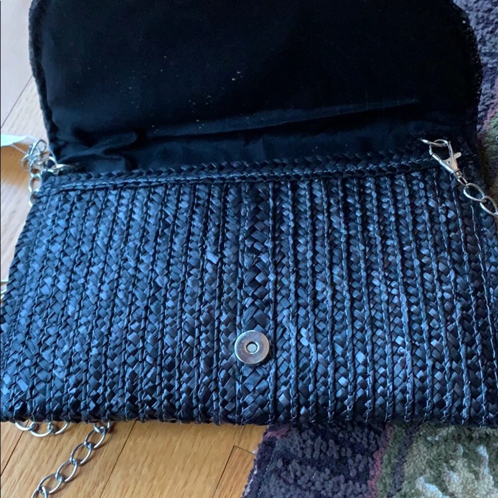 Black straw crossbody or clutch bag - Picture 5 of 5